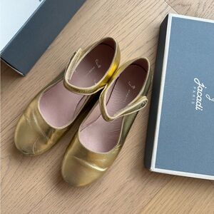 Jacadi Metallic Gold Mary Jane Flats with Strap